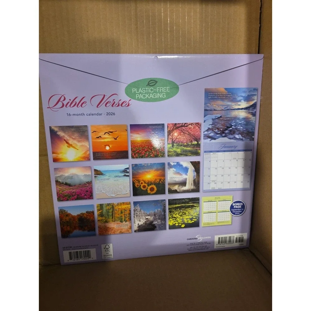 Bible Verses 2026 Calendar Psalms Peter‎ Lamentations Samuel Flowers Ocean Snow